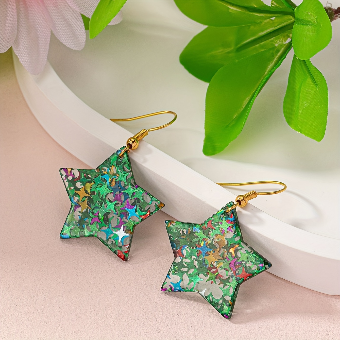 Women's Sparkling Pentagram Pendant Earrings — Cute & Versatile